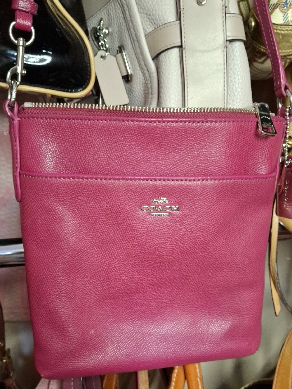 COACH MAGENTA LEATHER CROSSBODY couple small exterior marks
